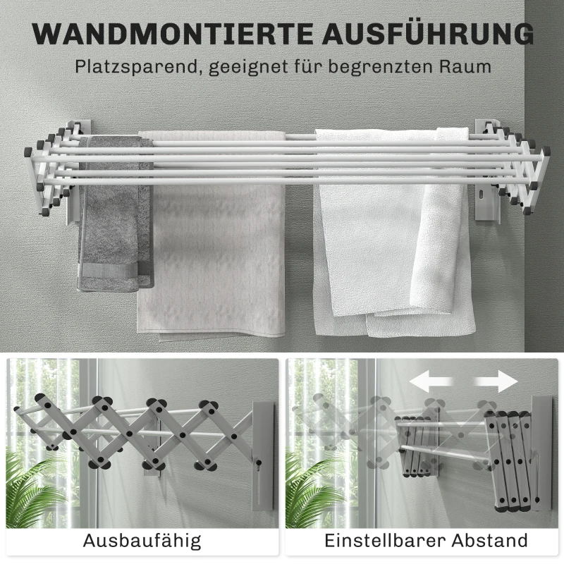 HOMCOM Handtuchhalter, Aluminium, verstellbar, für Innen- und Außenbereich, Silber(m-4)