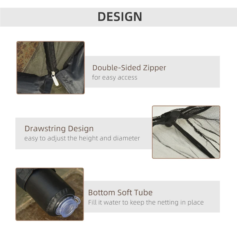 Outsunny Muggengaas voor parasol vliegennet klamboe zwart Ø3 m met slang