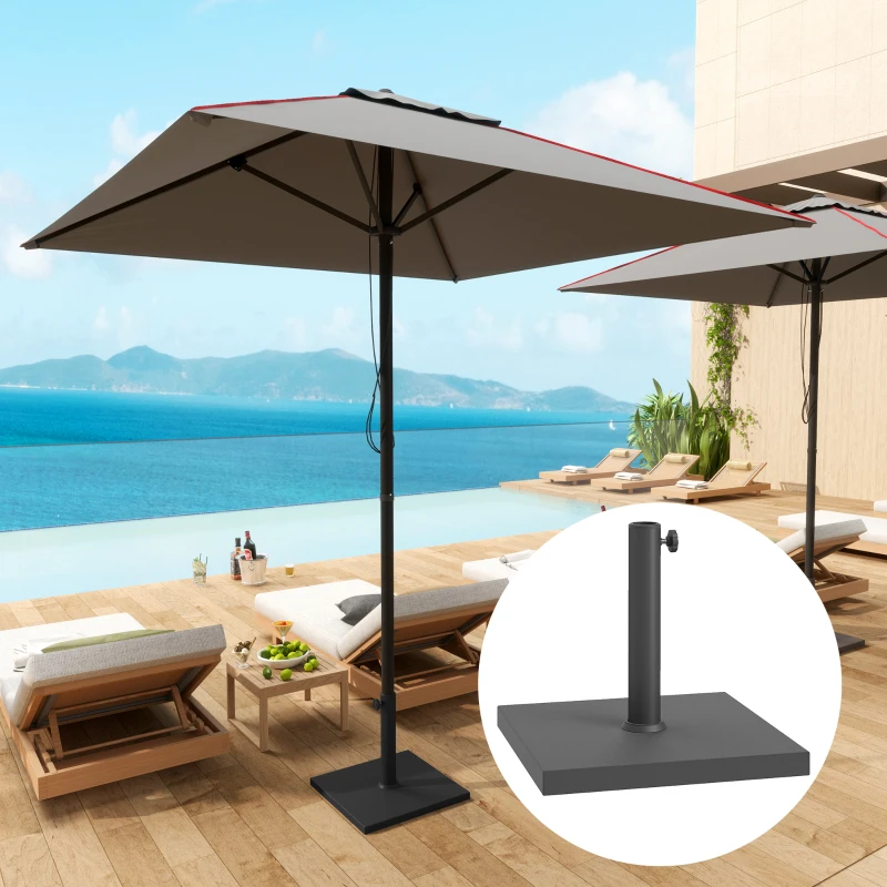 Bază Pătrată Outsunny pentru Umbrelă de 14.5 kg cu Manivelă, din HDPE și Beton, 44x44x30 cm, Negru