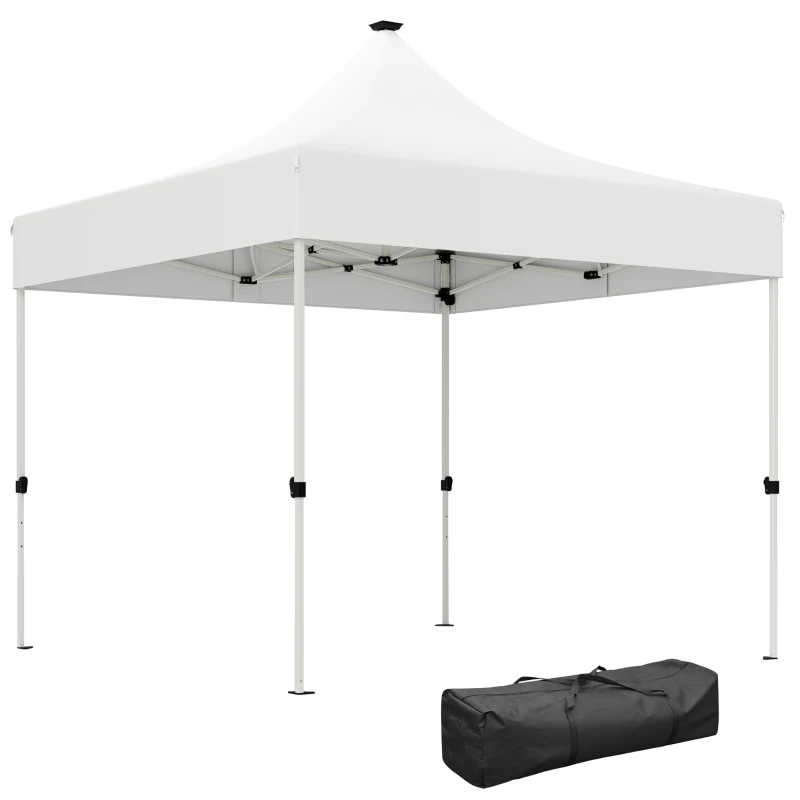 Outsunny Pavilion Pliabil cu Lumina LED, Geanta de Transport si inaltime Reglabila, 300x300x340 cm, Alb