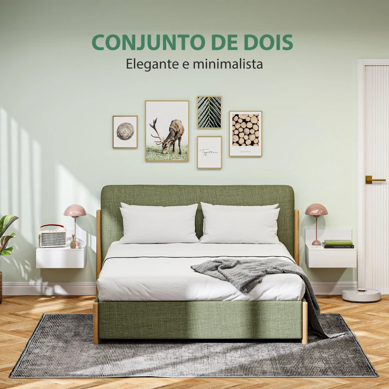 HOMCOM Conjunto de 2 Mesas de Cabeceira Flutuante Conjunto de 2 Mesas de Cabeceira de Parede com Gaveta 43x36,5x30,5 cm Branco