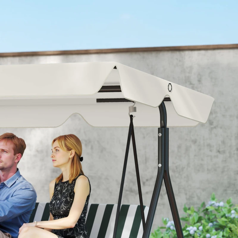 Outsunny Copertină de Rezervă Impermeabilă pentru Leagănul de Grădină cu 3 Locuri, 210x145 cm, Alb Crem