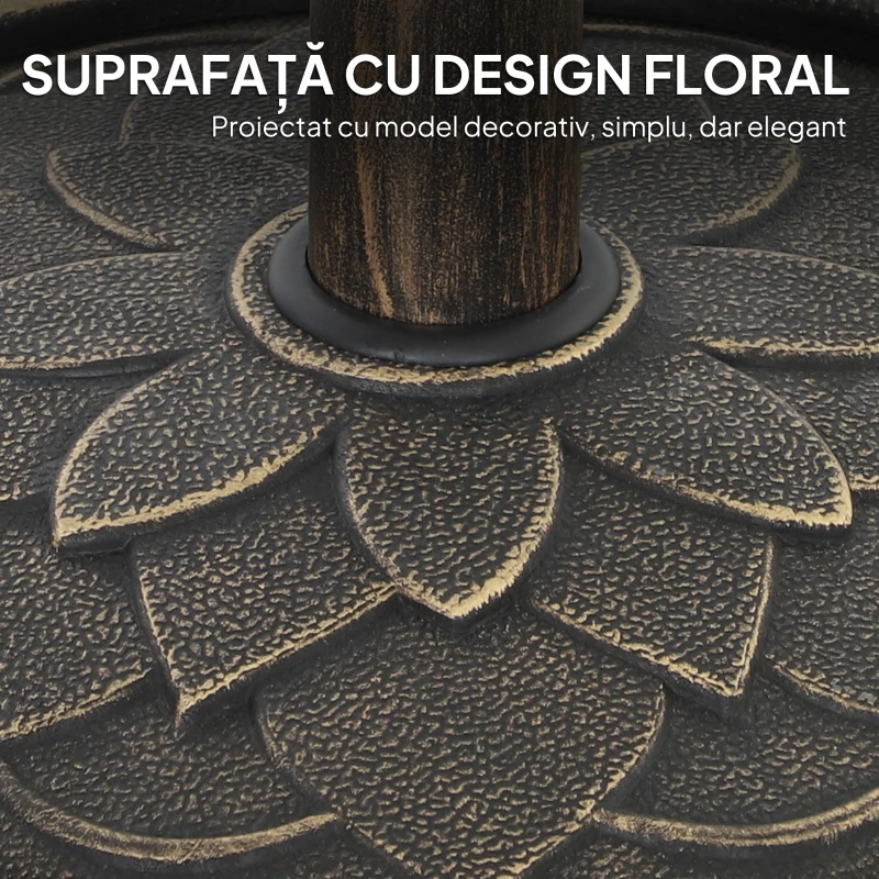 Outsunny Bază Rotundă pentru Umbrelă, Potrivit pentru Stâlpi de 32, 38, 48 mm, Φ46x34 cm, Bronz