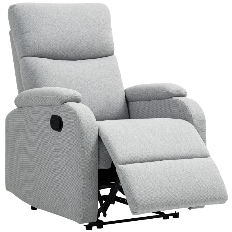 HOMCOM Fotoliu Recliner din In cu Suport Reglabil pentru Picioare, 69x91,5x103 cm, Gri