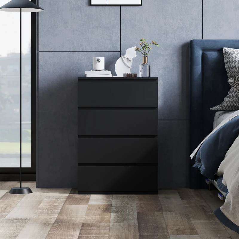 HOMCOM Chest of Drawers, 4-Drawer Storage Cabinets, Modern Dresser, Storage Drawer Unit for Bedroom