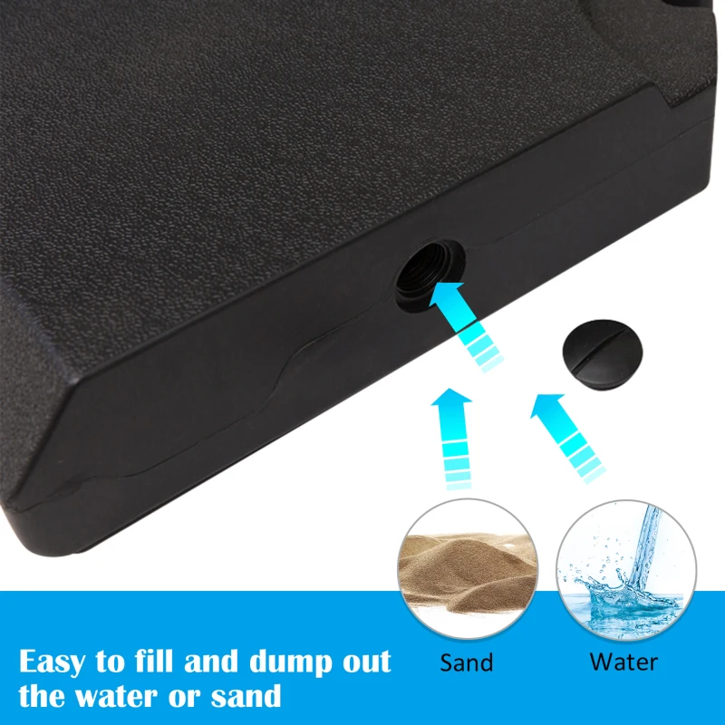 Outsunny Schermgewicht 4-delig Zonneschermvoet 80 kg water of 120 kg zand HDPE zwart