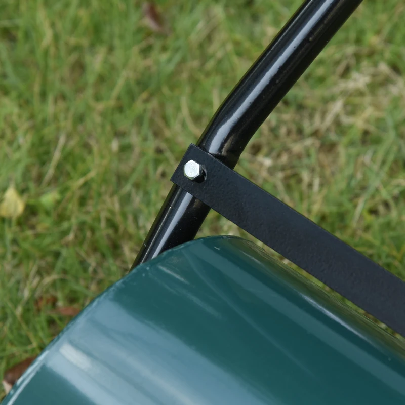 Outsunny 30 L Heavy Duty Water Or Sand Filled Φ30cm Garden Steel Lawn Roller Drum - Dark Green