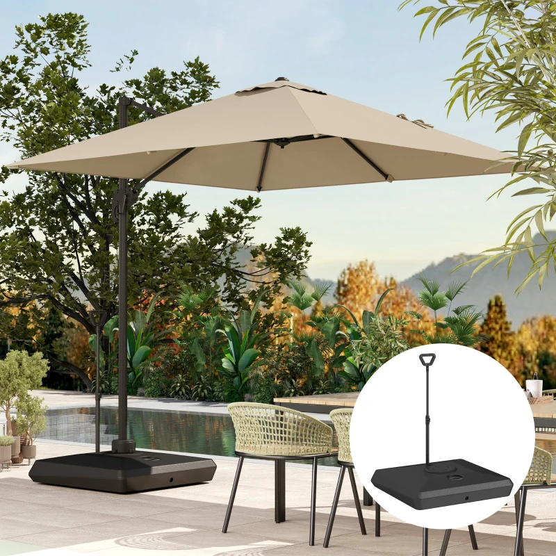 Outsunny Baza pentru Umbrela de Soare cu Sistem de Umplere, Roti Ajustabile si Maner Reglabil, 95x95x117 cm, Negru