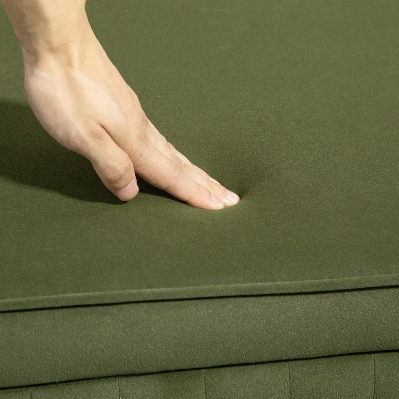 HOMCOM Băncuță Tapițată pentru Dormitor cu Capitonaj Canelat și Picioare Metalice, 108x44x43,5 cm, Verde(m-9)