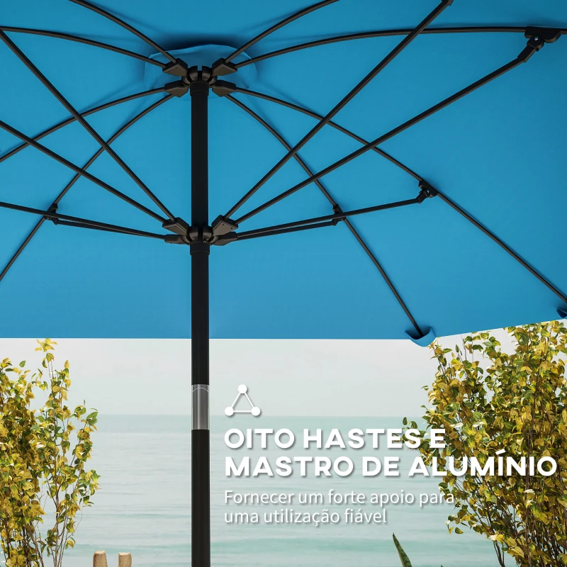 Outsunny Chapéu de Sol de Exterior 233x233 cm Chapéu de Sol de Jardim com Ângulo Ajustável Impermeável Azul