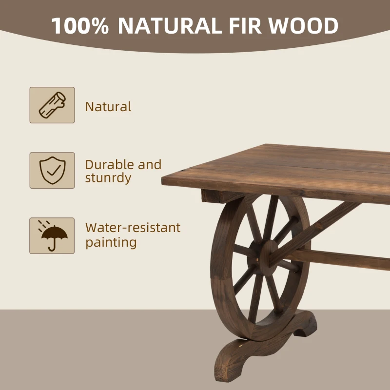 Tuintafel balkontafel houten tafel weerbestendig wielvorm massief hout naturel