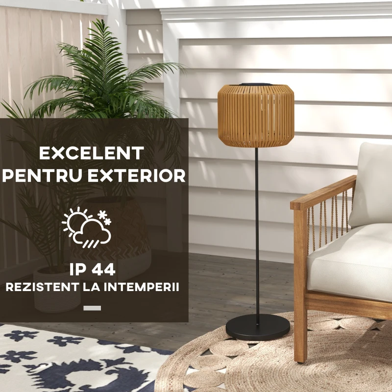 Outsunny Lampă Solară de Grădină cu Iluminare LED și Aprindere Automată, Ø34x130 cm, Galben