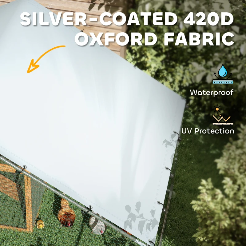 PawHut Coteț pentru Găini din Metal cu Copertină Impermeabilă și Rezistentă la UV, 3x3,4x1,9 m, Argintiu(m-7)