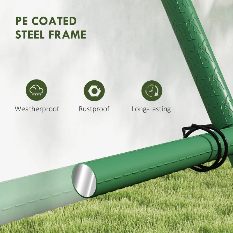 Outsunny Suport Metalic de Grădină în Forma de A cu Plasă de Susținere, 101x133x227 cm, Verde