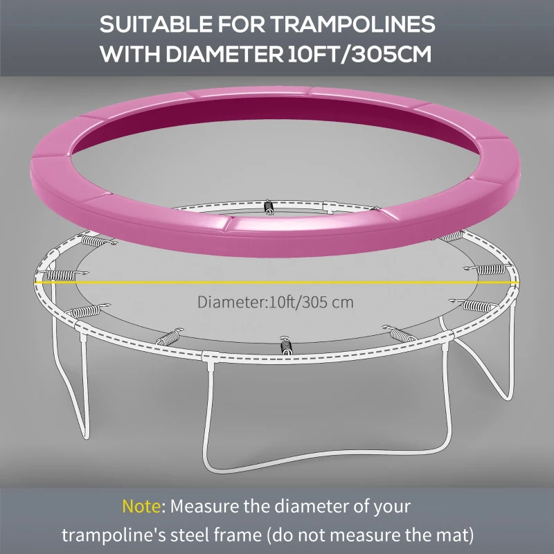 SPORTNOW 10FT Trampoline Spring Cover, Plastic Trampoline Pad Replacement with Elastic Cord, Waterproof, UV Resistant and Tear-Resistant, Pink