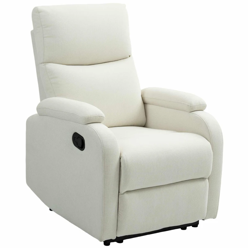 HOMCOM Fotoliu Recliner din In cu Suport Reglabil pentru Picioare, 69x91,5x103 cm, Alb crem