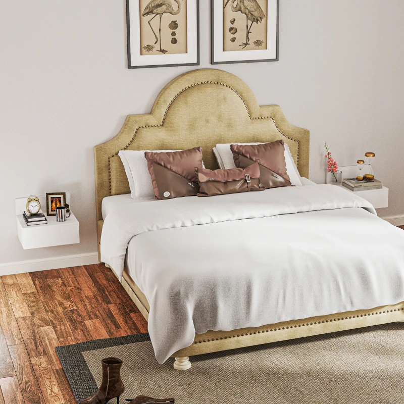 HOMCOM Conjunto de 2 Mesas de Cabeceira Flutuante Conjunto de 2 Mesas de Cabeceira de Parede com Gaveta 43x36,5x30,5 cm Branco