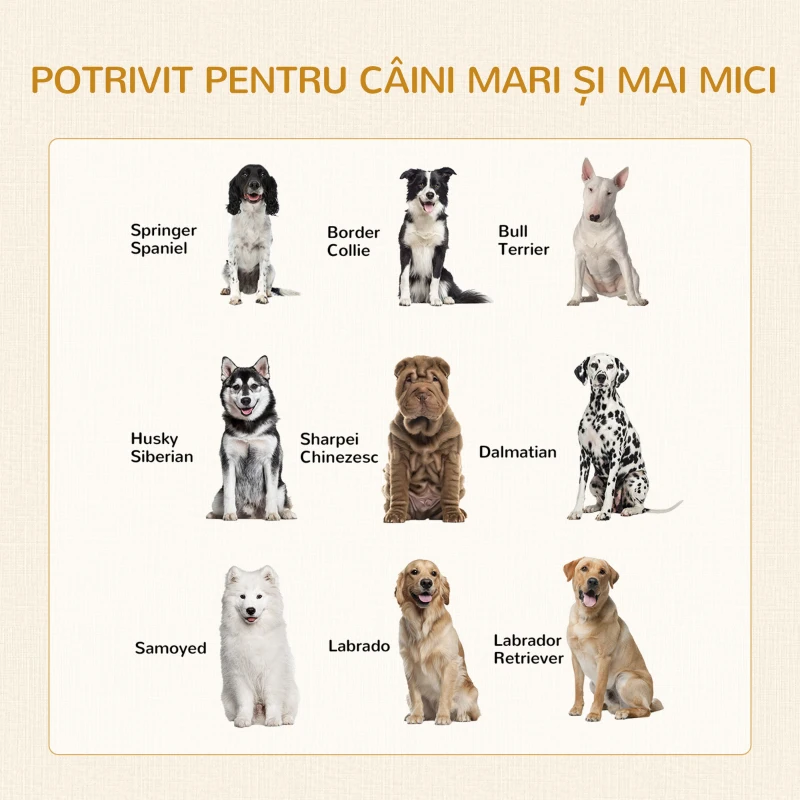 PawHut Cușcă pentru Câini de Talie Mare cu 2 Uși Blocabile, Picioare Reglabile și Pernă Lavabilă, 94x60x71.5 cm, Alb