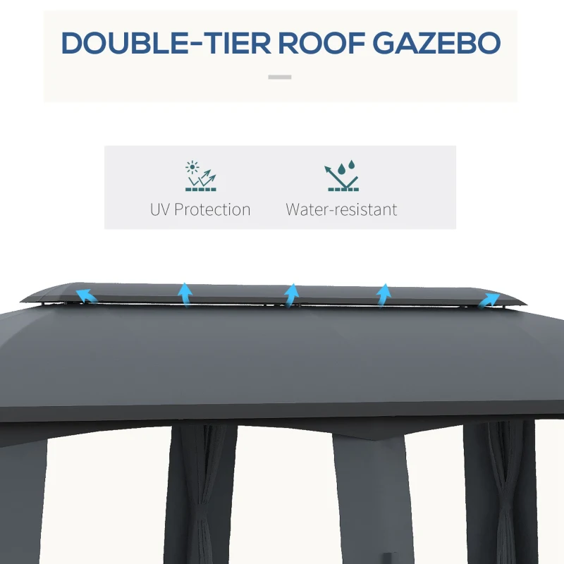 Outsunny Waterdichte Tuinpaviljoen 3x6m voor Tuin, Ideaal voor Feesten en Vriendschap, Donkergrijs