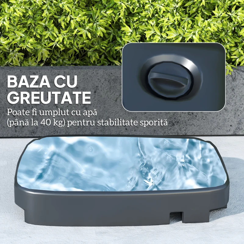 Outsunny Umbrelă de Soare Suspendată cu Parte Superioară Dublă, Mâner cu Manivelă și Înclinare, 247x247x268 cm, Gri