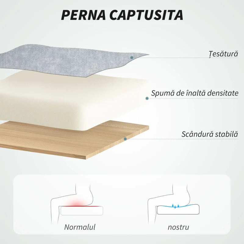 HOMCOM Scaun de Birou cu Masaj prin Vibrații, Roți Pivotante și Înălțime Reglabilă, 66x60x113-121 cm, Gri(m-6)