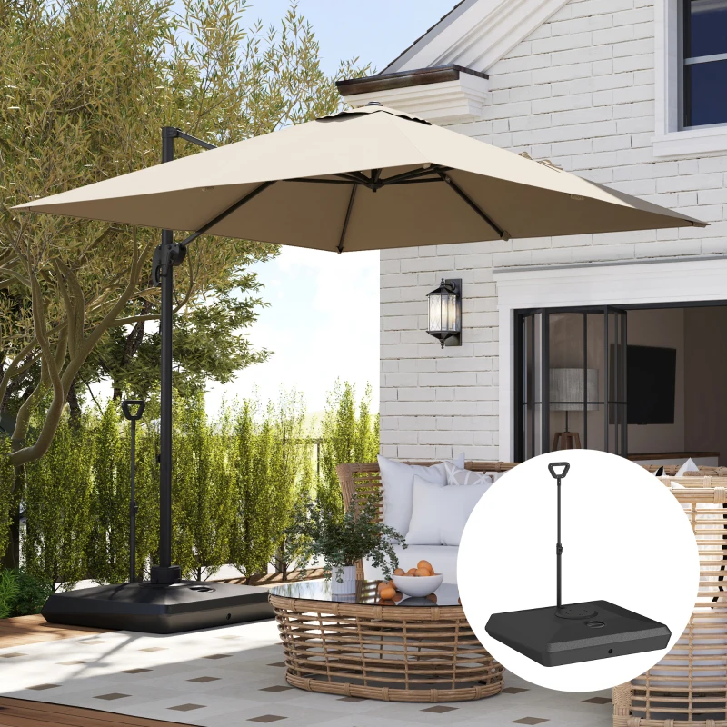 Outsunny Baza pentru Umbrela de Soare cu Sistem de Umplere, Roti Ajustabile si Maner Reglabil, 95x95x117 cm, Negru