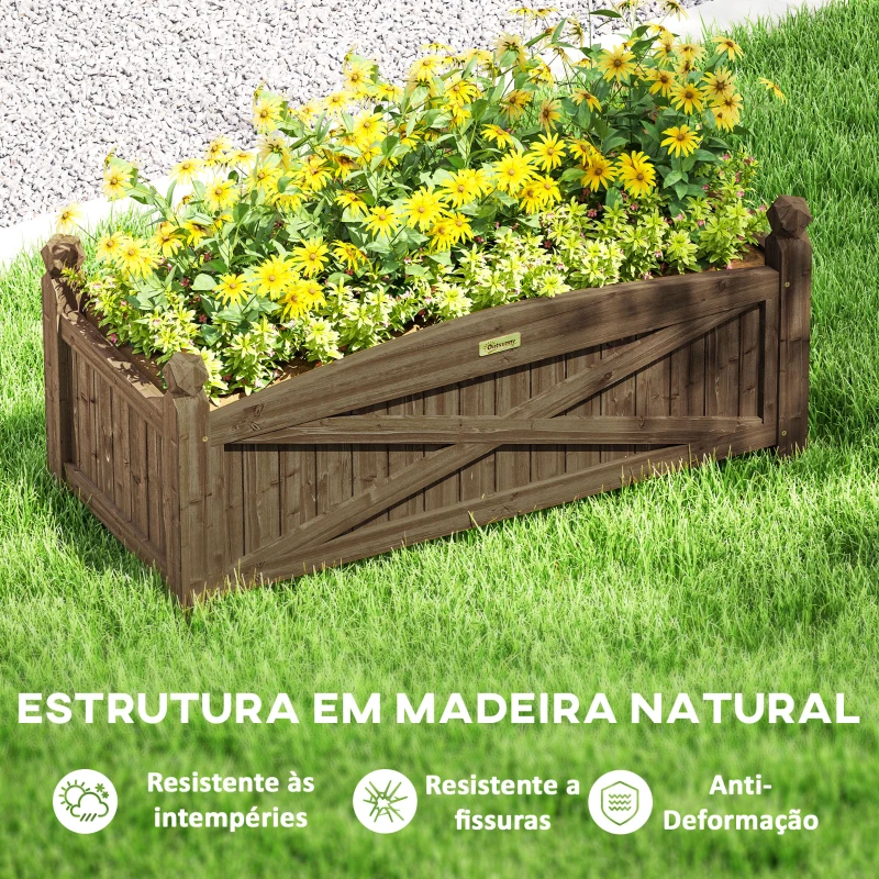 Outsunny Floreira de Madeira para Cultivar Plantas Flores Ervas Floreira Retangular para Jardim Varanda 90x39x37 cm Castanho Escuro