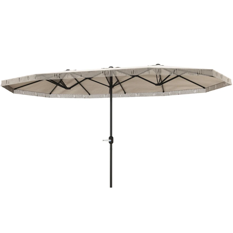 Outsunny Umbrelă de Grădină cu Două Fețe și Mâner cu Manivelă Ușor de Utilizat, 450x265x260 cm, Alb Crem