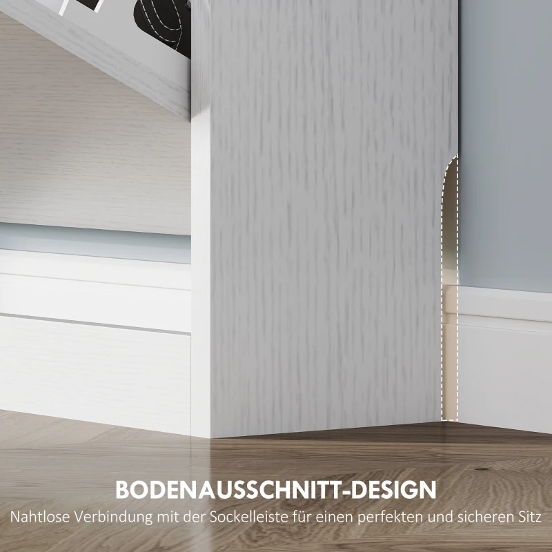 HOMCOM Schuhschrank mit 3 Klappschubladen, für bis zu 12 Paar Schuhe, Spanplatte, 80 x 17 x 108 cm, Weiß(m-6)