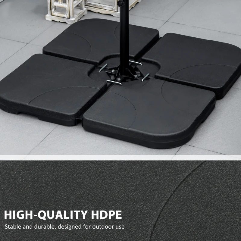 Outsunny halterschijven voor parasolstatieven, vulbaar, weerbestendig, 104 cm x 104 cm x 7,5 H cm, zwart
