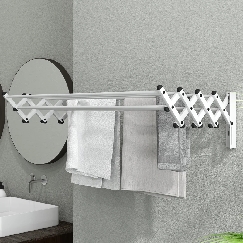 HOMCOM Handtuchhalter, Aluminium, verstellbar, für Innen- und Außenbereich, Silber(m-7)