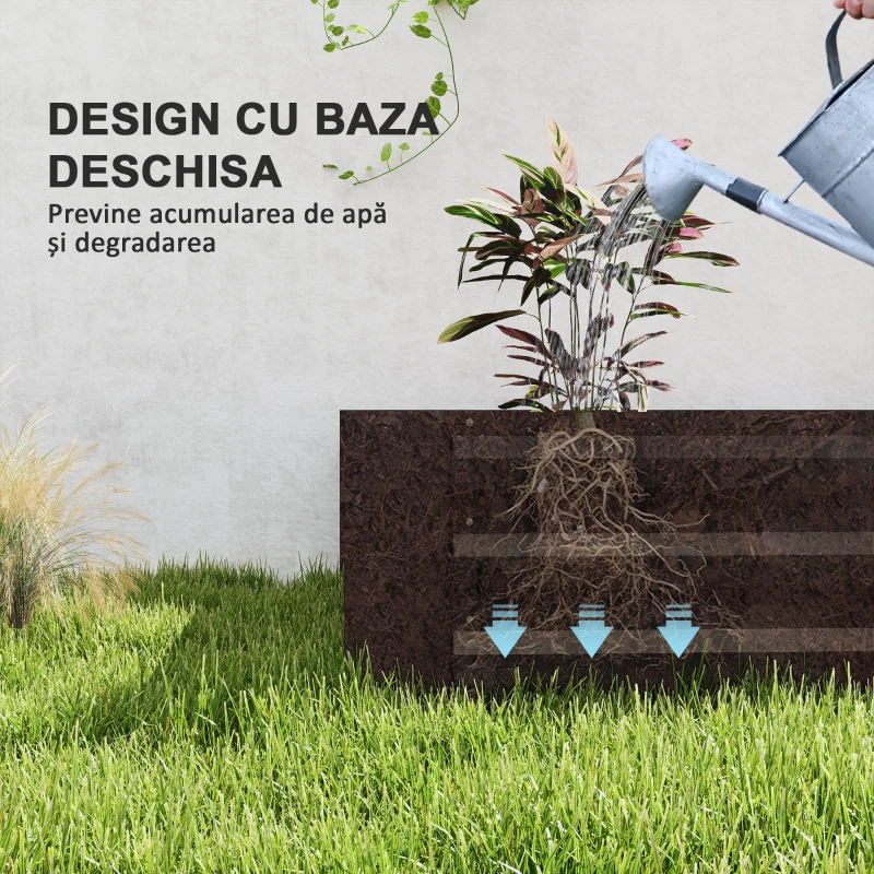 Outsunny Strat de Grădină Înălțat Galvanizat cu Partea Inferioară Deschisă, 240x120x30 cm, Gri