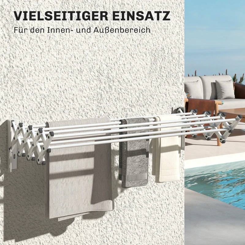 HOMCOM Handtuchhalter, Aluminium, verstellbar, für Innen- und Außenbereich, Silber(m-6)