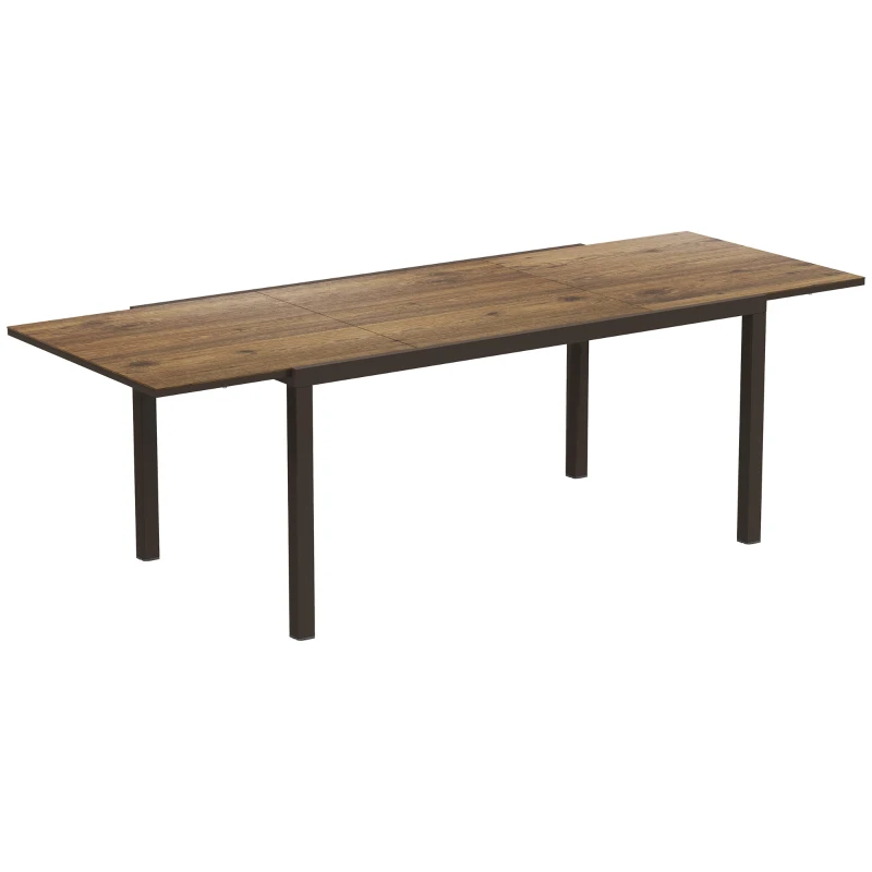 Outsunny Masă Extensibilă pentru Terasă cu Margini din aluminiu, 160/240x90x74 cm, Maro