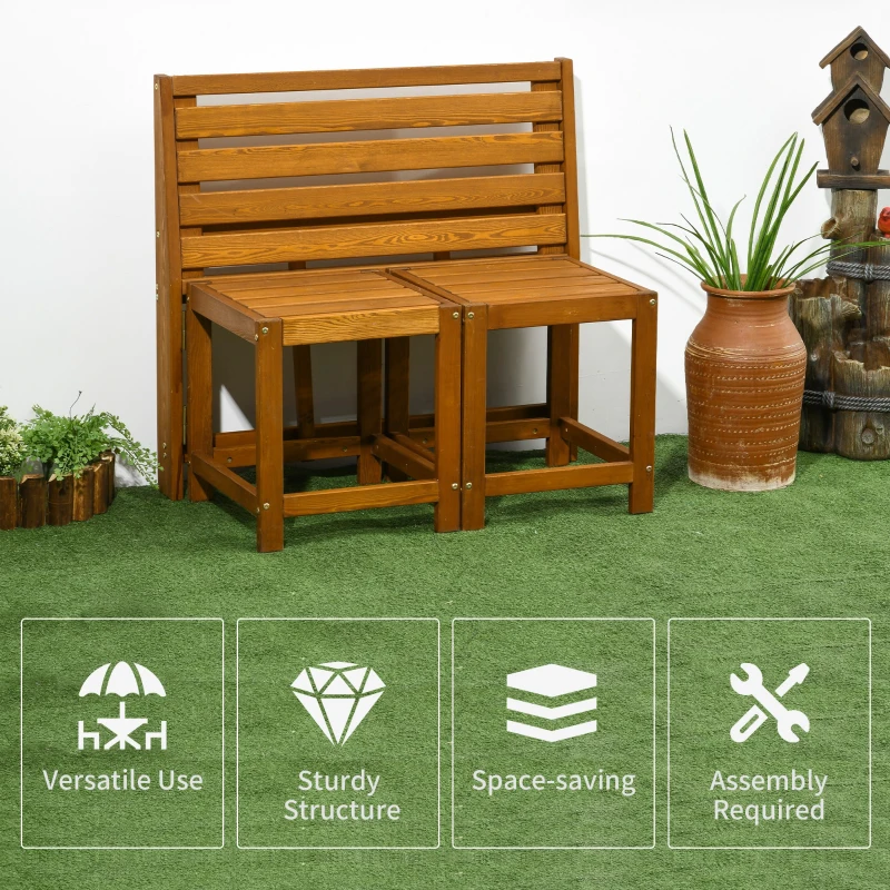 Outsunny tuinbank, 2-in-1 parkbank, tuinmeubelset voor 2 personen teak