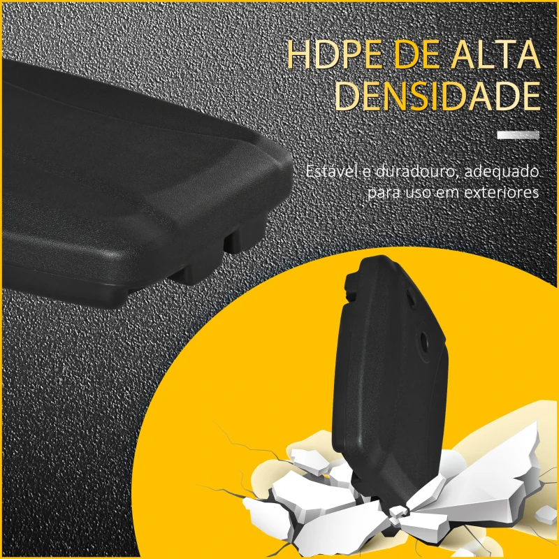 Outsunny Base de Chapéu de Sol com 2 Rodas Preenchível com Água 60kg Areia 68kg Misto 75kg Suporte de Chapéu de Sol para Jardim Pátio Terraço 80x60x15cm Preto