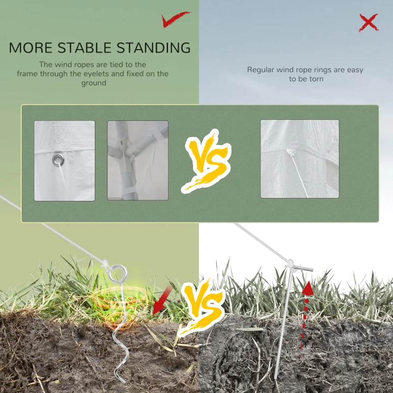 Outsunny Foișor de Grădină cu Pereți Laterali Demontabili, 4 Ferestre și 12 Orificii de Drenaj, 5.85x2.95x2.55 m, Alb
