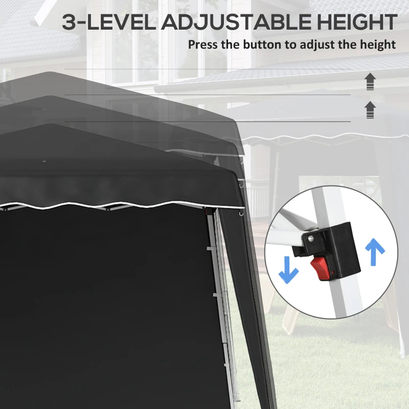 Outsunny 2.4 x 2.4m Two Wall Pop Up Gazebo - Black