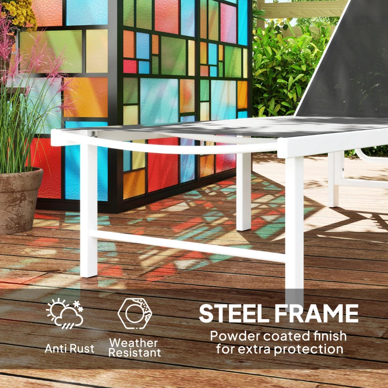 Outsunny Șezlong pentru Grădină Reglabil pe 5 Niveluri și Sezut din Plasă, 60x166x84 cm, Gri