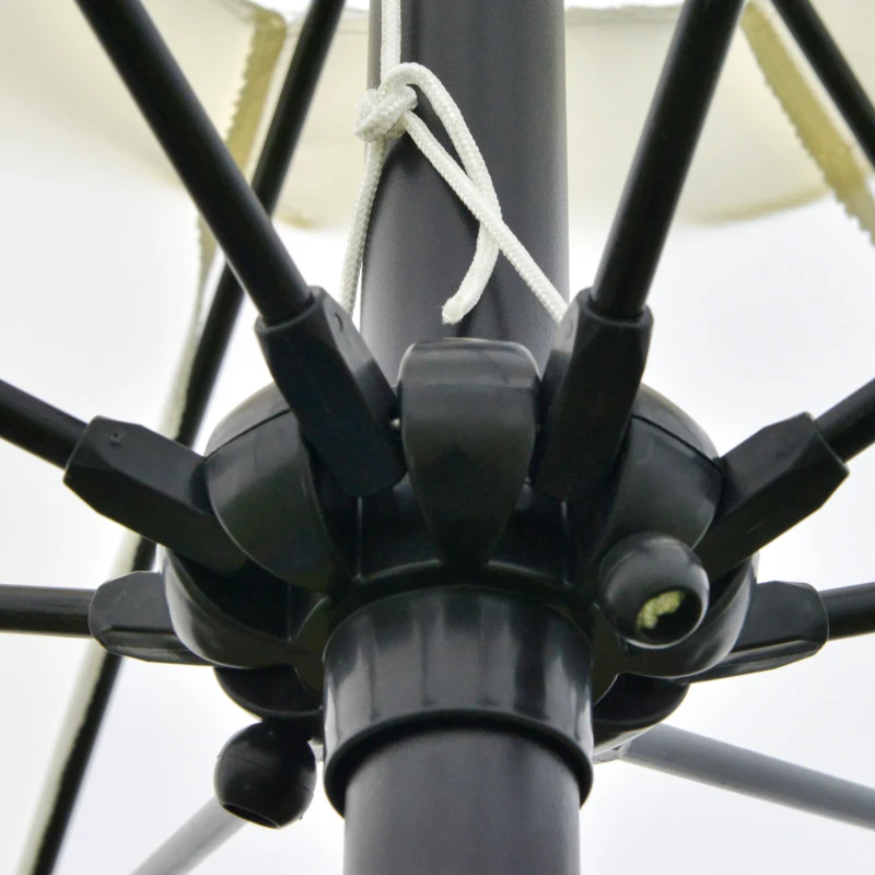 Outsunny Umbrela de Gradina inclinabila pe 3 Unghiuri, cu Manivela, Ø265x240 cm, Alb Crem