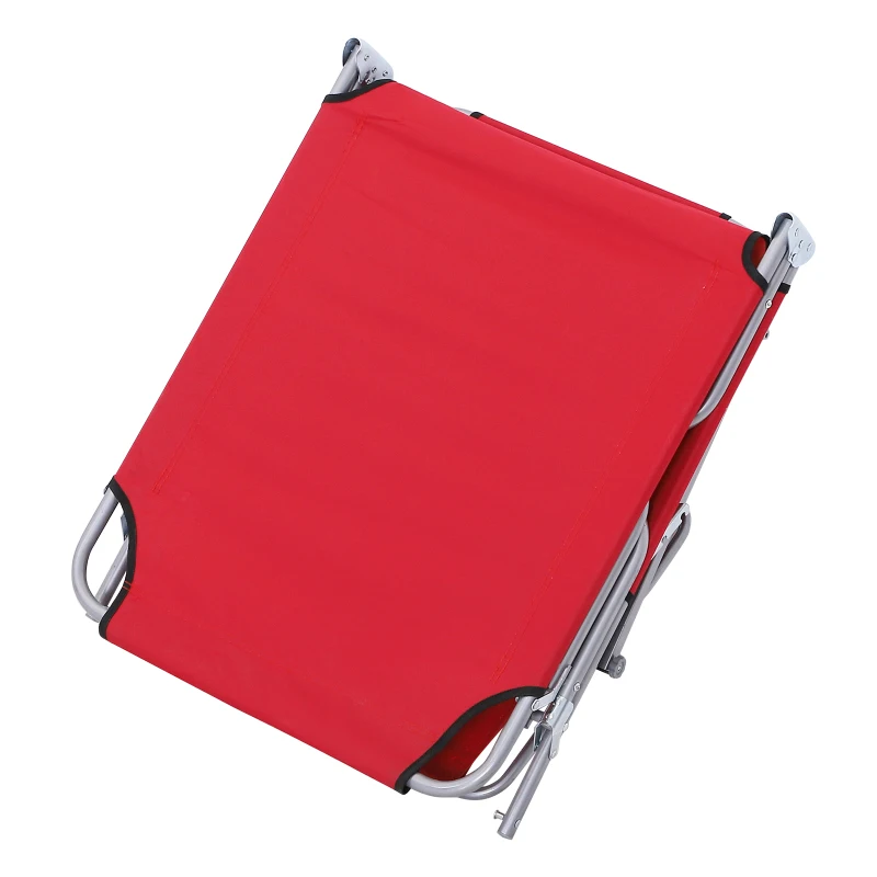 Outsunny Sonnenliege klappbar Gartenliege mit Dach, Liegestuhl mit 4-Fach verstellbare Rückenlehne, wetterfeste Campingliege bis 120 kg belastbar, für Garten Strand Pool, Rot