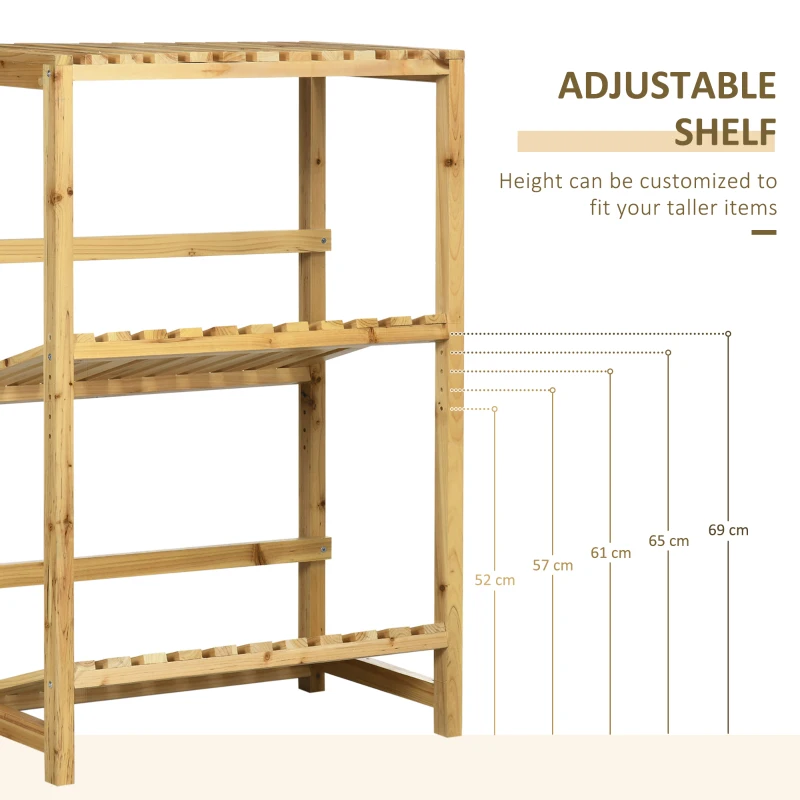 Outsunny wijnrek, flessenrek, wijnhouder met 2 gekantelde planken naturel