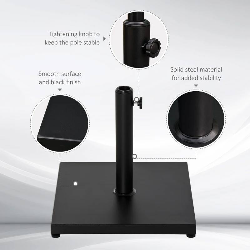 Outsunny Zonneschermstandaard, schermhouder, schermbasis voor Ø 35 mm, Ø 38 mm, Ø 48 mm metaal