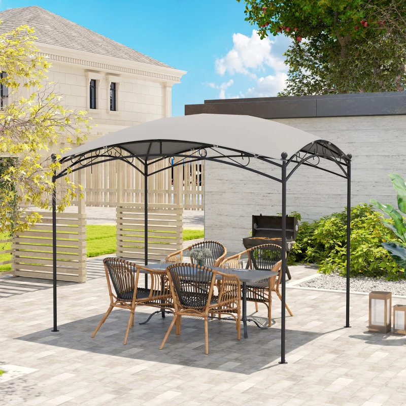 Outsunny Cenador para Jardín con Techo Resistente Cúpula Elegante y Estructura Metálica con Estacas 290x194,5x256 cm Gris
