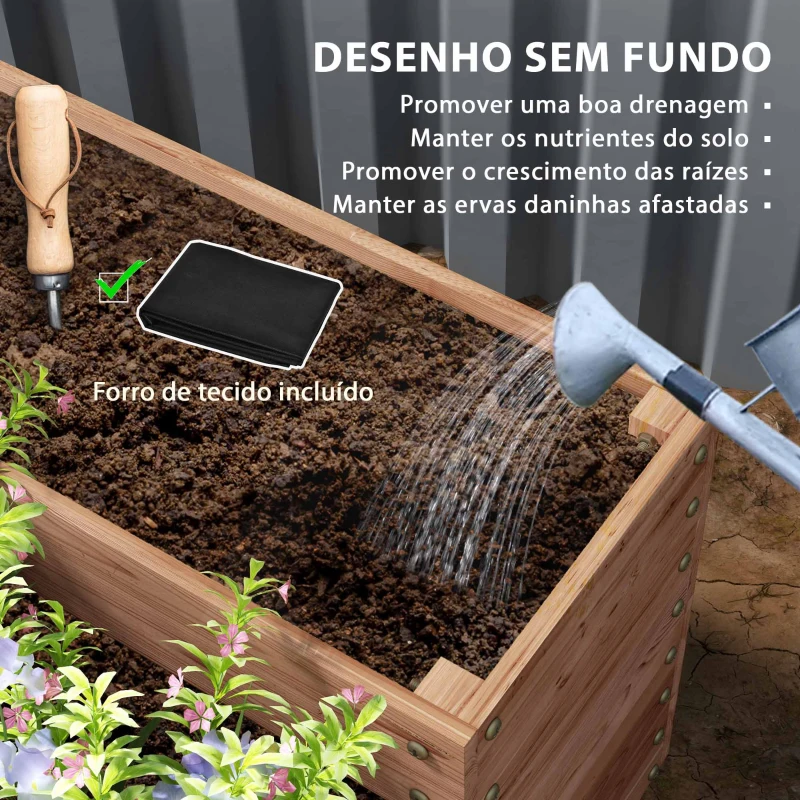 Outsunny Floreira de Madeira Elevada de 4 Níveis com Desenho em Escada para Cultivos Plantas e Flores  113x113x46 cm Castanho Escuro