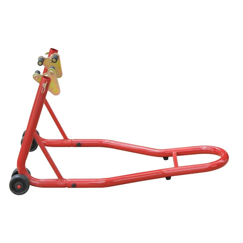 HOMCOM Cavalete Universal tipo Suporte Dianteiro de Mota Portátil e Móvel – Cor Vermelho – Aço – 80x50x40 cm