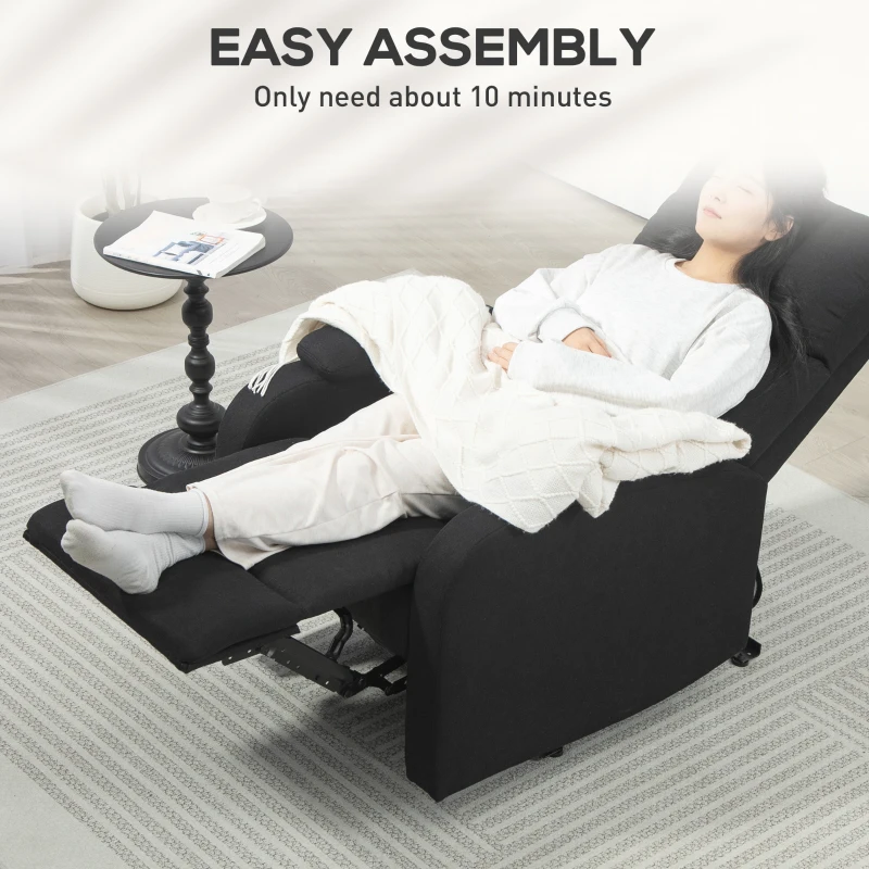 HOMCOM Fotoliu Recliner din In cu Suport Reglabil pentru Picioare, 69x91,5x103 cm, Negru