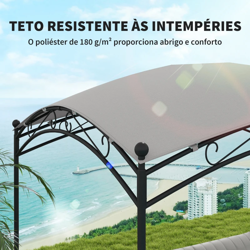 Outsunny Pérgola para Jardim 3x2 m Pérgola de Exterior com Toldo em Forma de Cúpula Elegante e Estrutura Metálica Impermeável Cinzento