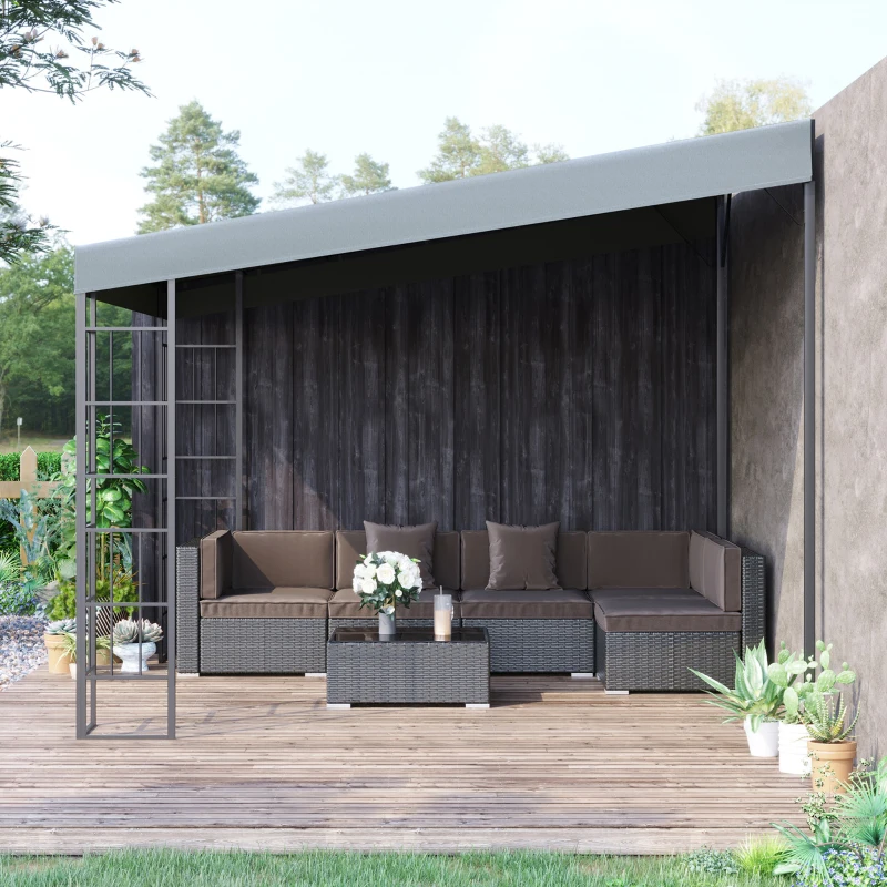 Outsunny hellend dak pergola grijs+zwart 4 x 3 x 2.5m