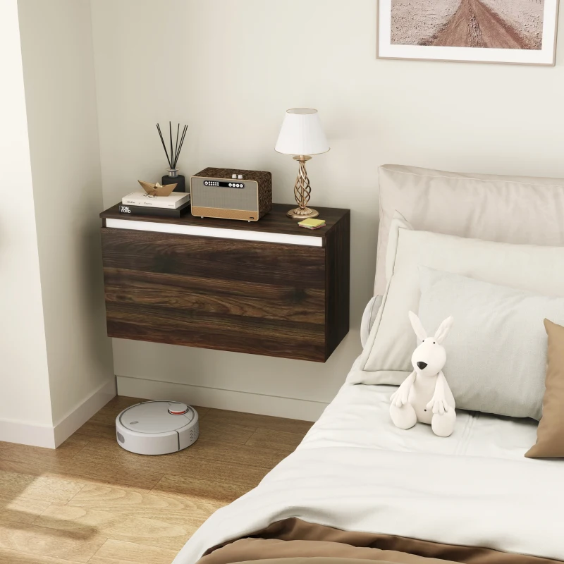 Homcom Noptiera Suspendata – Sertar Depozitare, 80×30×45 cm, Maro